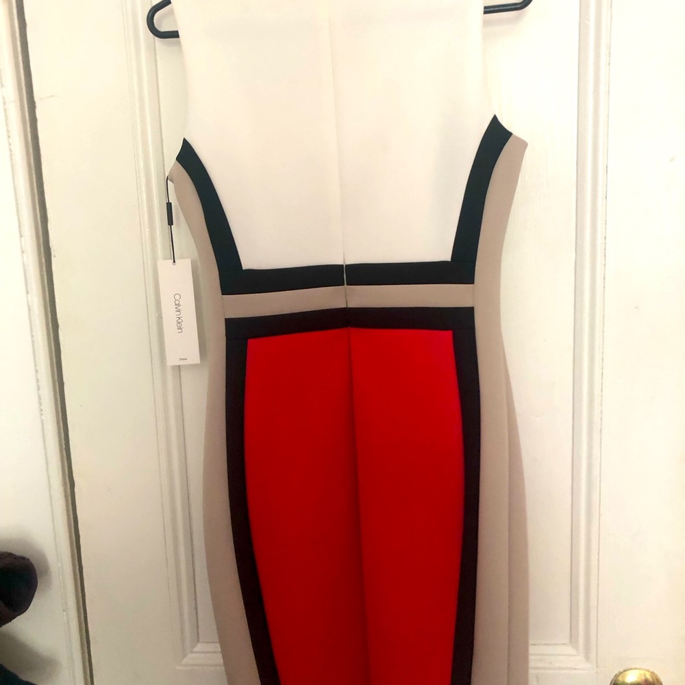 Calvin Klein sleeveless color block sheath dress